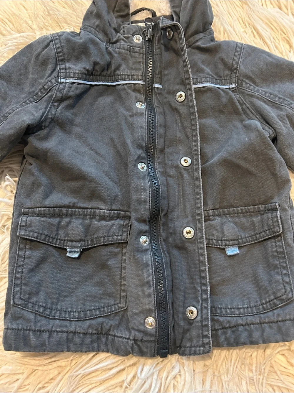 Boys 18-24 month Gymboree Hooded Winter Coat - Dark Gray with fuzzy hood lining